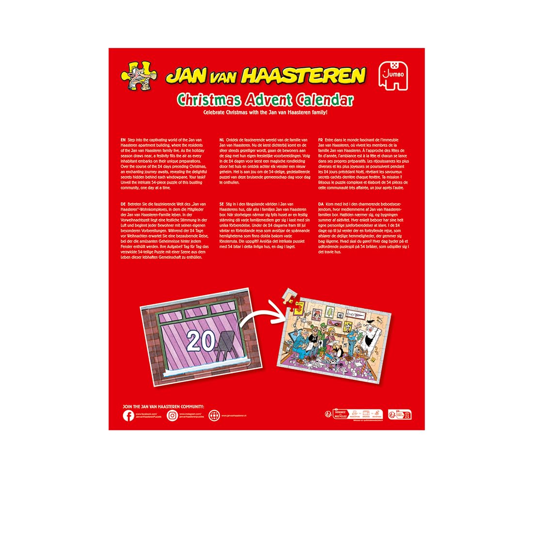 Jan Van Haasteren Christmas Advent Calendar Puzzle - 24-Day Holiday Puzzle for Adults, 54 Pieces, 100% Recycled Cardboard. - Image 4