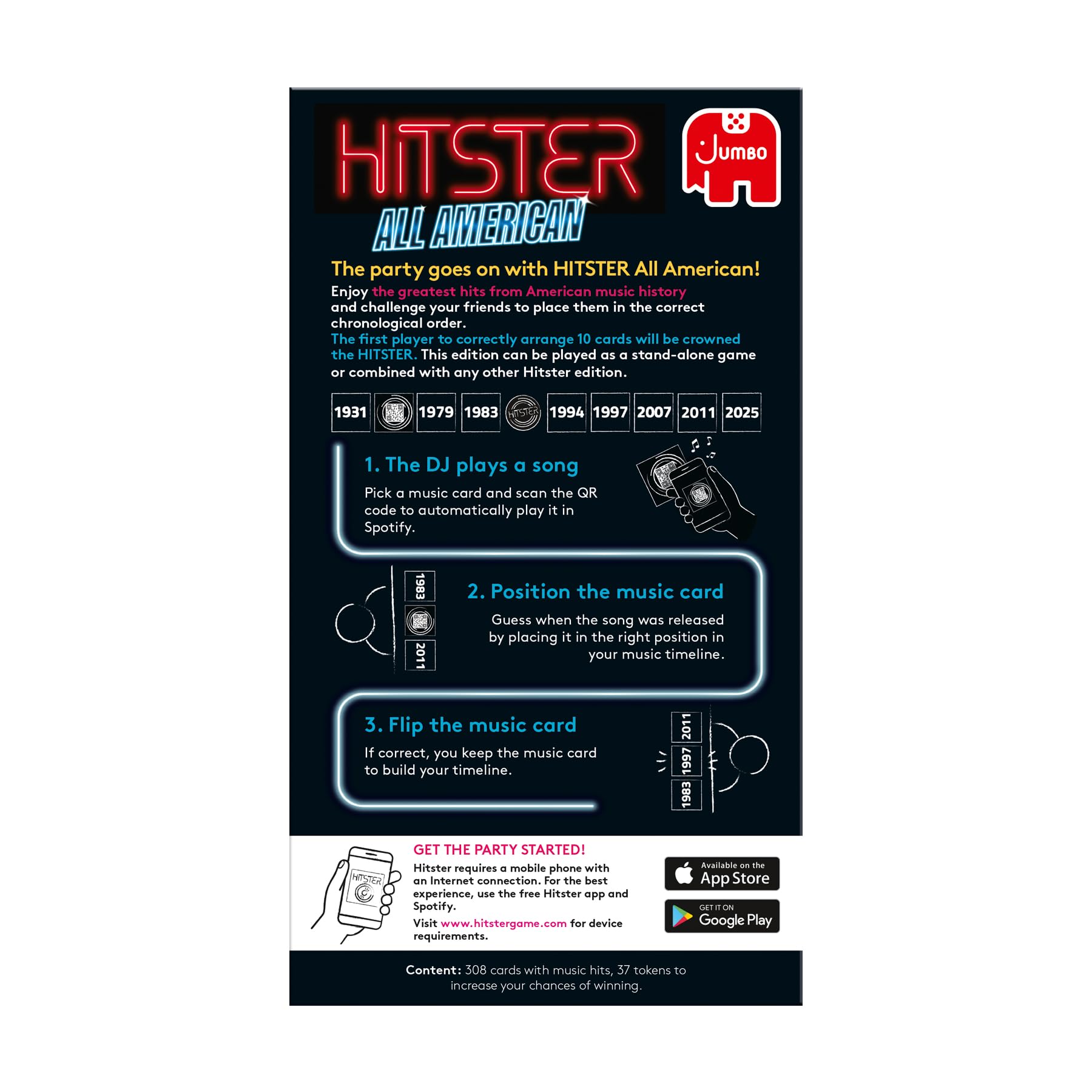 Jumbo Hitster - All American, Fun Music Quiz Card Game, 2-10 Players - 300 Best American Music Hits - Great for Adult and Family Game Nights (US Edition) - Image 8