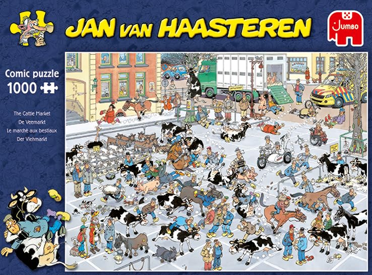 Jumbo, Jan Van Haasteren - 'The Cattle Market' Unique Comic Fun Designed Jigsaw Puzzle for Adults - 1,000 Piece - Image 6