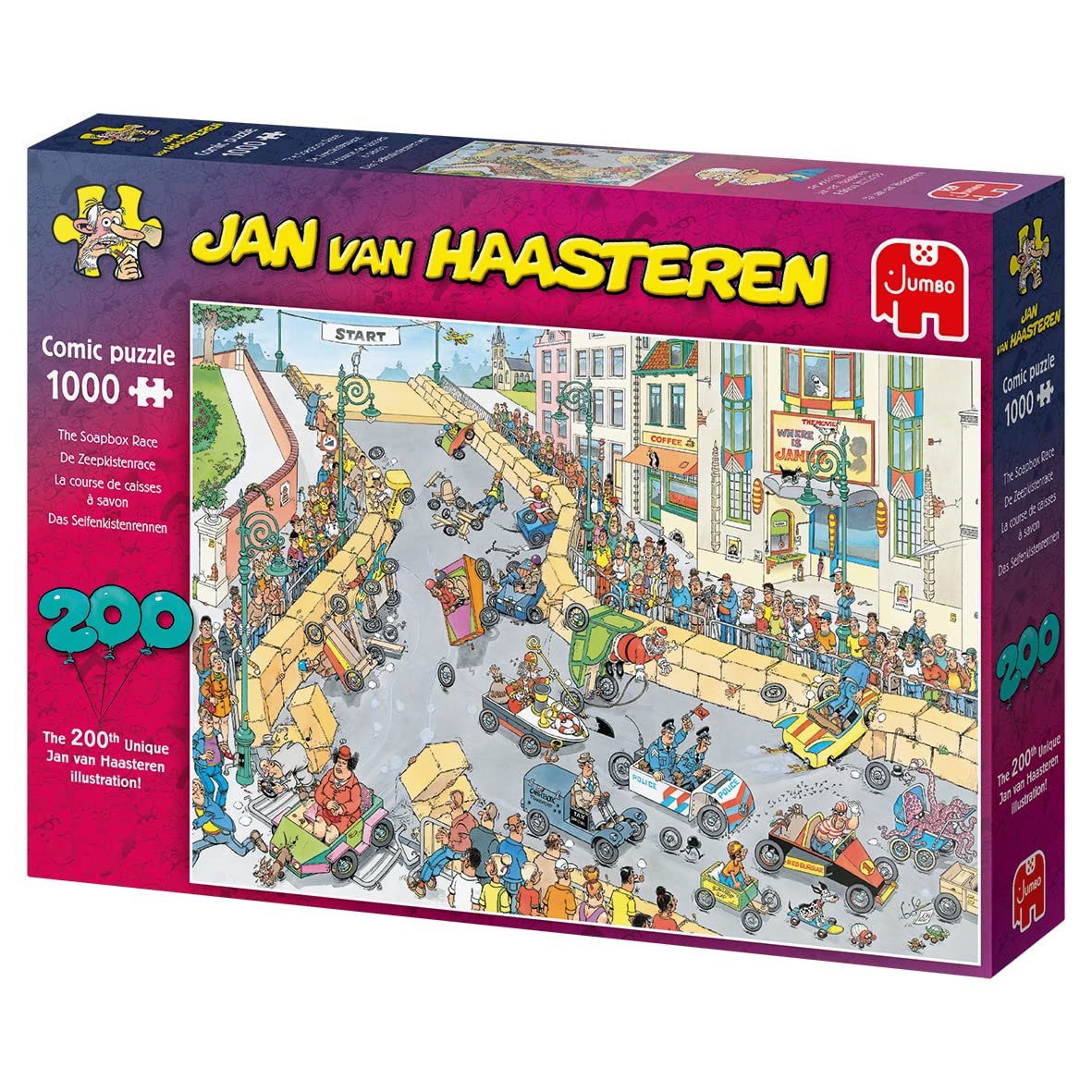 Jumbo, Jan Van Haasteren - 'The Soapbox Race' Unique Comic Fun Designed 200th Edition Jigsaw Puzzle for Adults - 1,000 Piece - Image 3