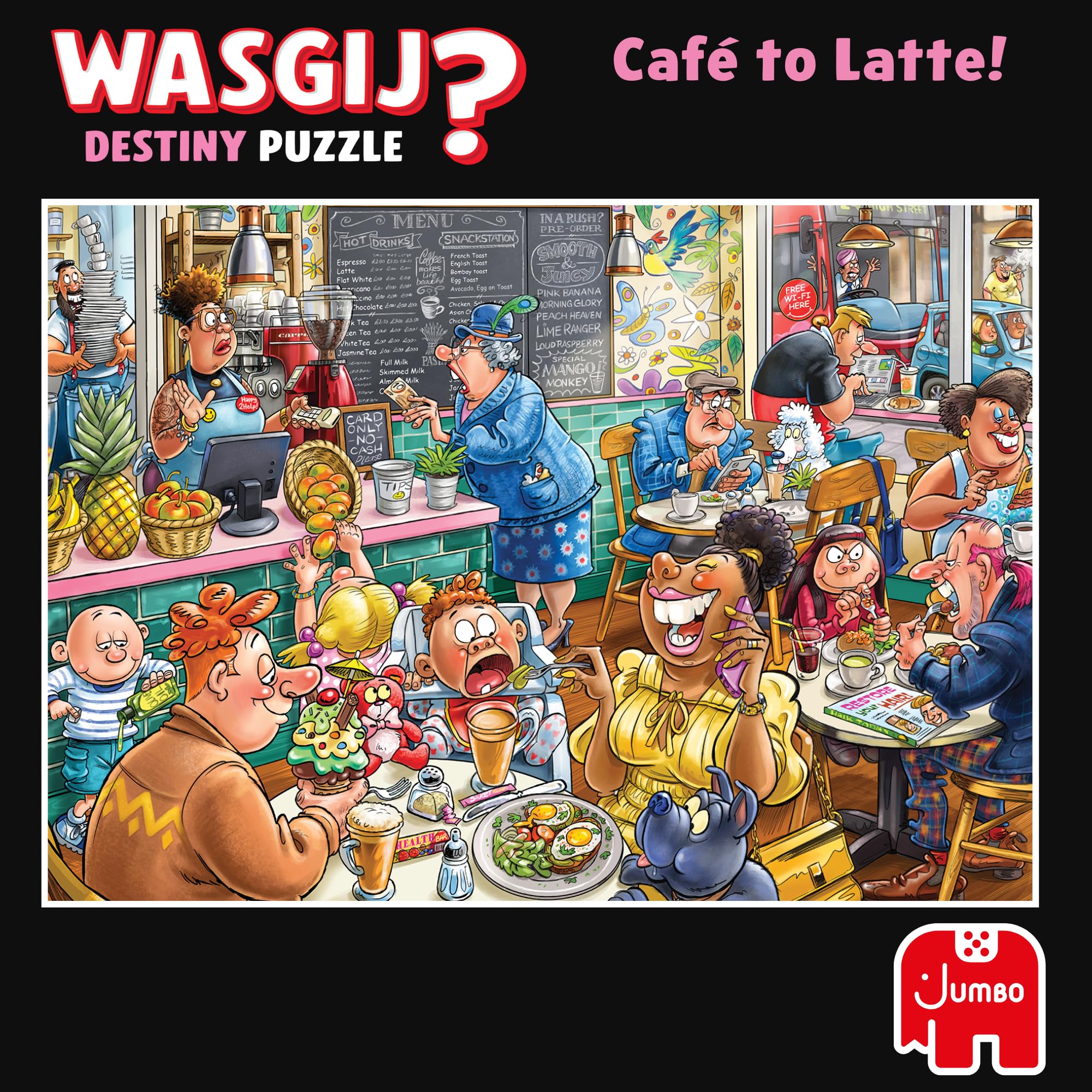 Jumbo Wasgij Destiny 27, Café to Latte! 1000 Piece Jigsaw Puzzle for Adults - Colourful, Challenging & Brainteasing Adult Puzzles - Puzzle the Future - 100% Recycled Cardboard Jigsaws - 1000pcs - Image 8