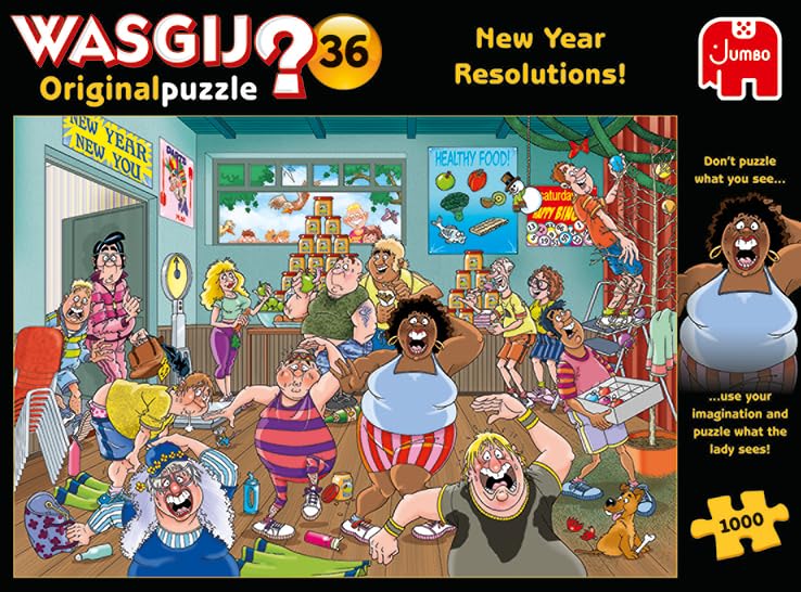 Jumbo, Wasgij, Original 36 - New Year Resolutions!, Unique Collectable Jigsaw Puzzle for Adults, 1,000 Piece - Image 5