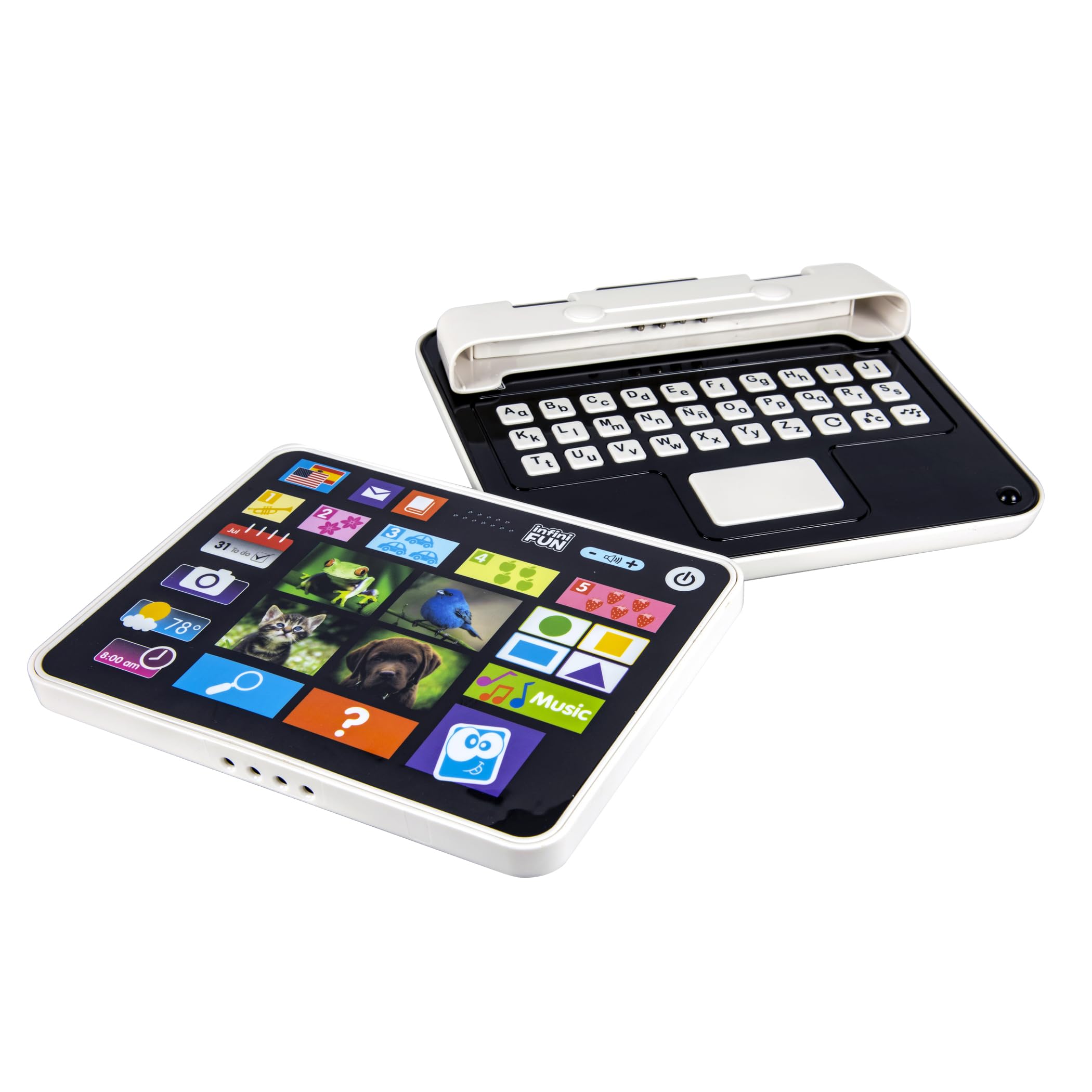 Kidz Delight Infini fun My First 2-in-1 Bilingual Tablet, English & Spanish Interactive Learning Toy for Ages 2+, Detachable Keyboard, Learn Alphabet, Numbers, Colors, Shapes, Plug & Play Realistic - Image 10