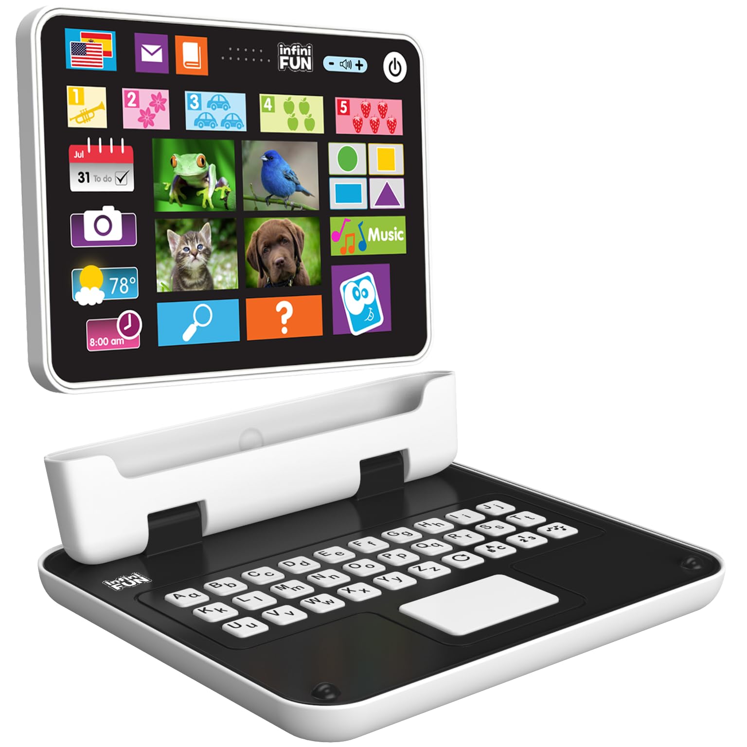 Kidz Delight Infini fun My First 2-in-1 Bilingual Tablet, English & Spanish Interactive Learning Toy for Ages 2+, Detachable Keyboard, Learn Alphabet, Numbers, Colors, Shapes, Plug & Play Realistic - Image 7