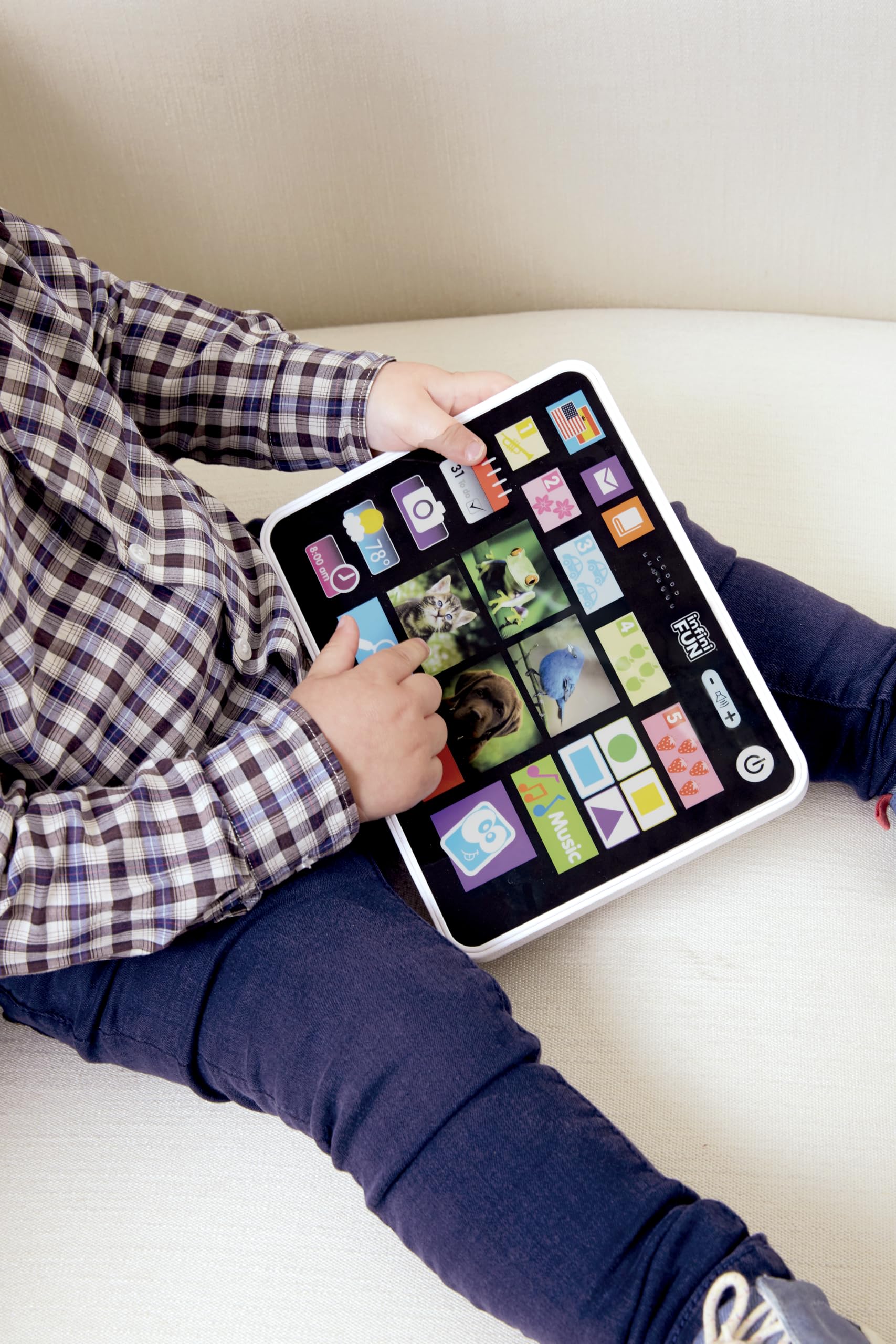 Kidz Delight Infini fun My First 2-in-1 Bilingual Tablet, English & Spanish Interactive Learning Toy for Ages 2+, Detachable Keyboard, Learn Alphabet, Numbers, Colors, Shapes, Plug & Play Realistic - Image 9