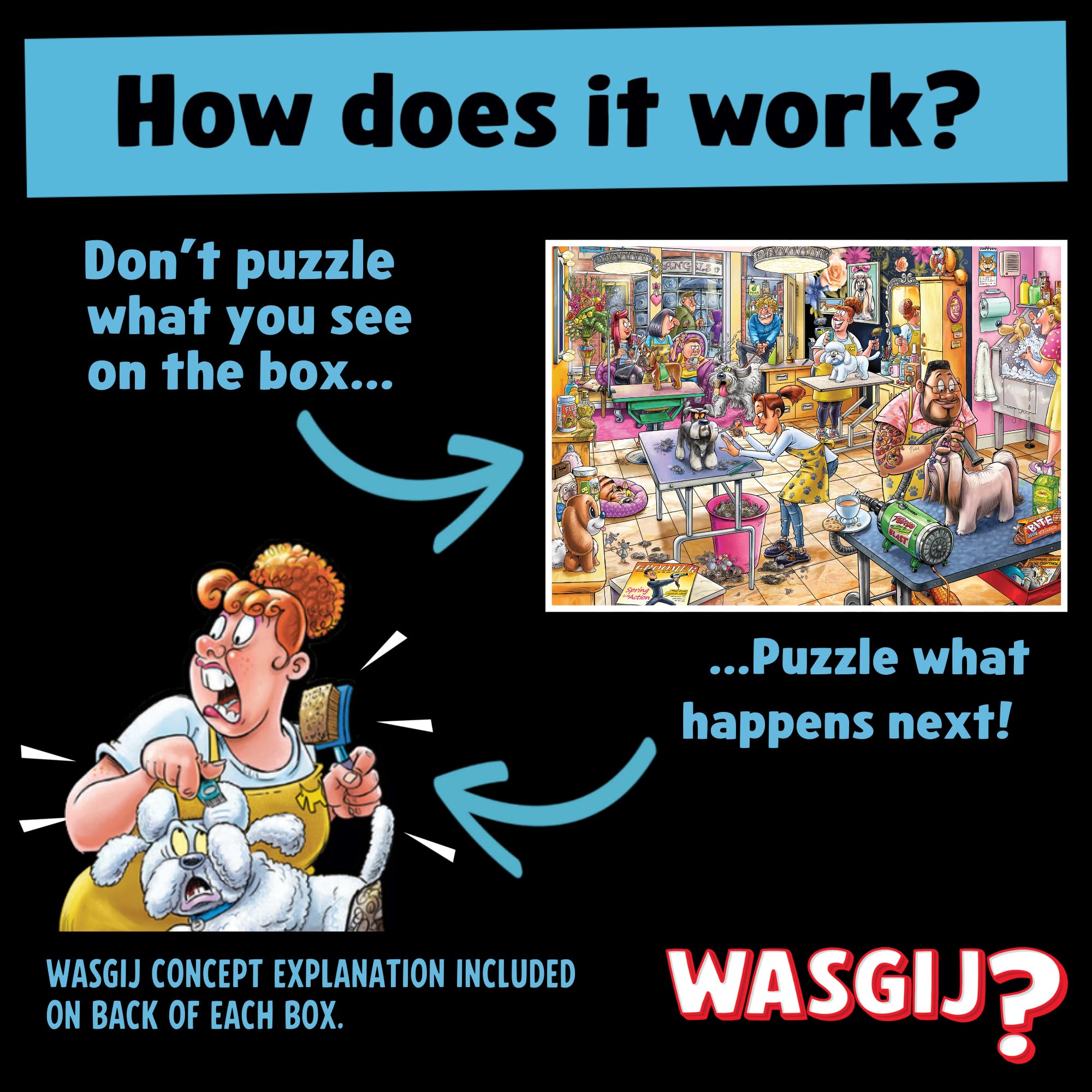 Wasgij Mystery 23 - Pooch Parlour! - Adult Puzzle - Funny - 100% Recycled Cardboard - 1000 Pieces - Jumbo - Image 4