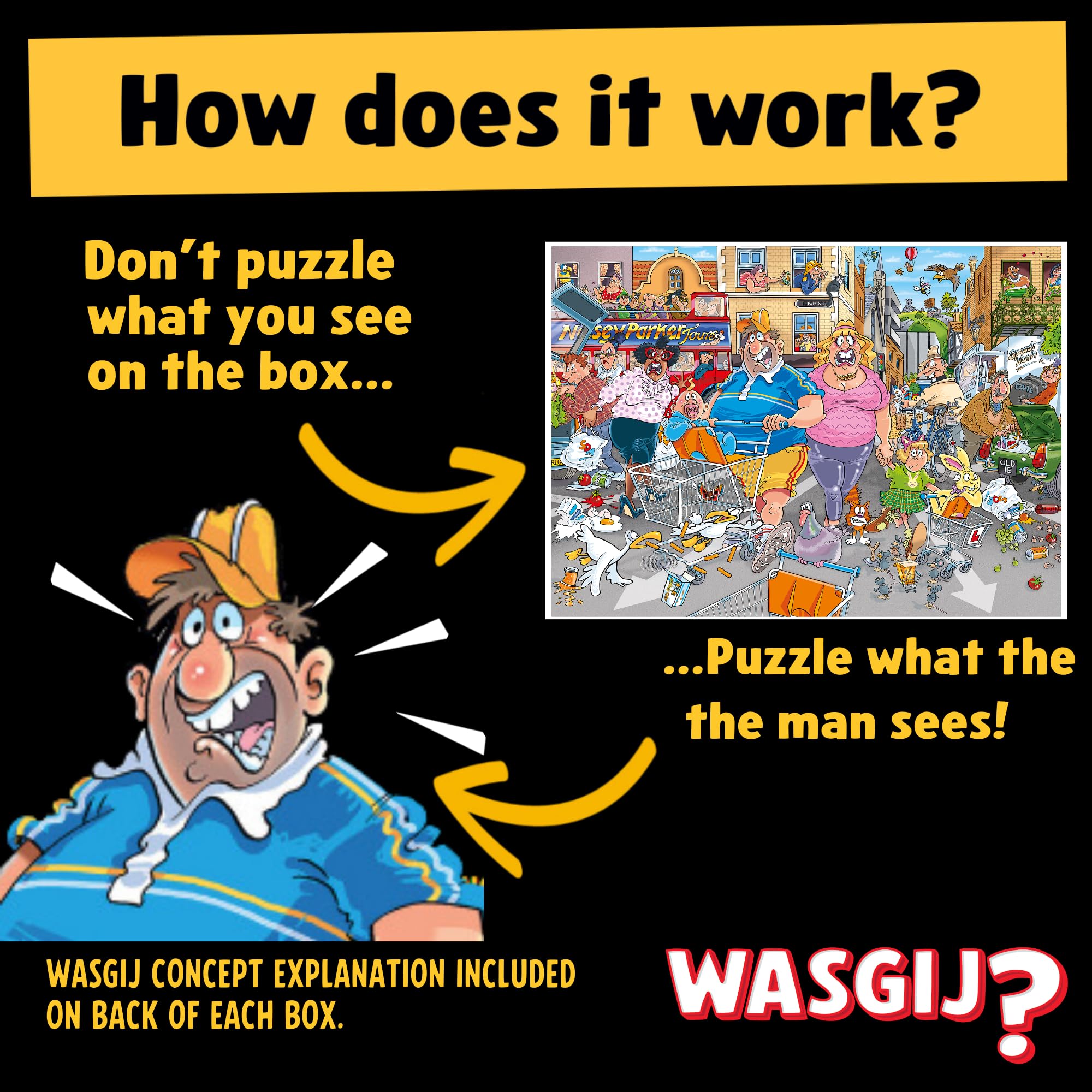 Wasgij Original 46, Middle Aisle Madness - Unique 1000 Piece Jigsaw Puzzle for Adults - Colourful, Puzzling, Challenging & Brainteasing Adult Jigsaws - 100% Recycled Cardboard 1000Pc Puzzles - Jumbo - Image 3
